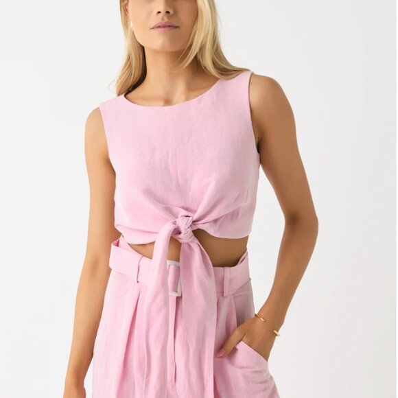 NWT - Matthew Bruch Pink Linen Wrap Top - 4 - NWT - Picture 2 of 9